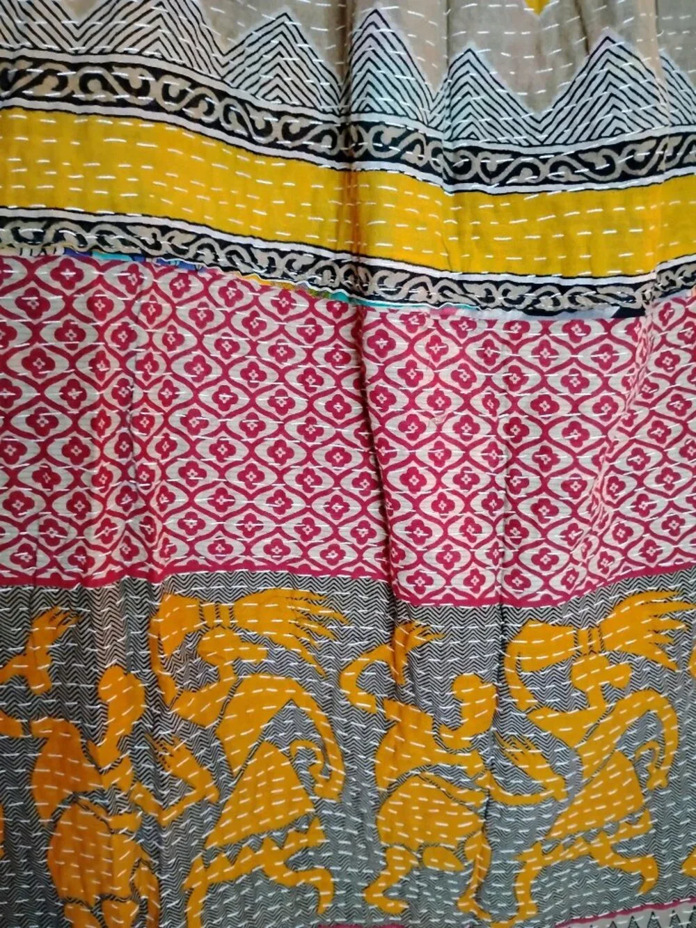 Kantha Patchwork Skirt L - 2X Reversible Handmade Boho Hippie New KSK2. - Picture 8 of 8